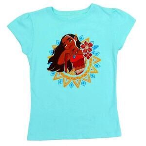 Disney Moana Girls T-Shirt Aqua Blue Size 6X 100% Cotton